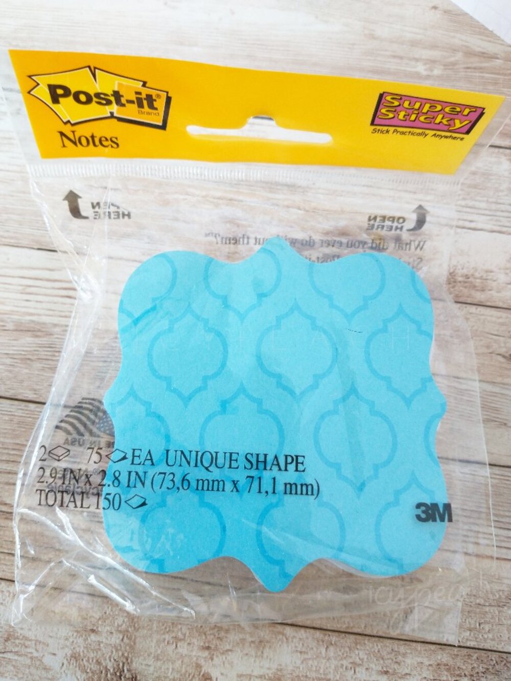 Post-it Notes Scroll Shape Notepads New 2 Pads Blue White 3”x3” Super Sticky